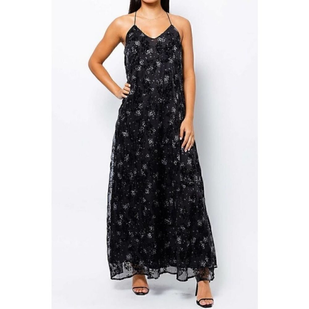 Sugarlips Black Floral and Lace  Maxi Dress